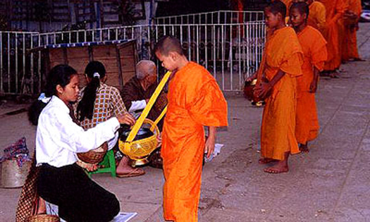 Monks collecting Alms